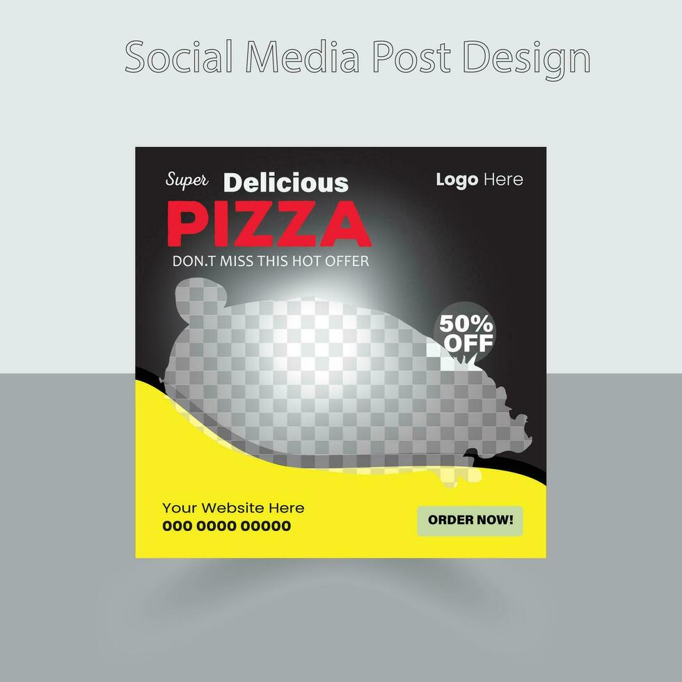 Fast food restaurant business marketing social media post or web banner template design with abstract background, logo and icon. Fresh pizza, burger, pasta vector