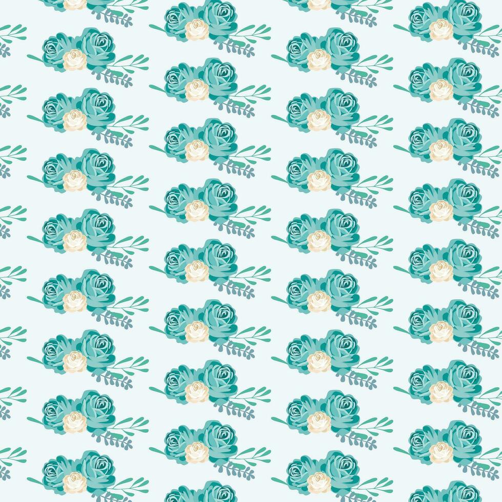 seamless floral pattern with colorful wild flowers on mirror reflecting blue sky vector