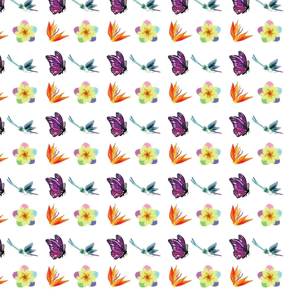 seamless floral pattern with colorful wild flowers on mirror reflecting blue sky vector
