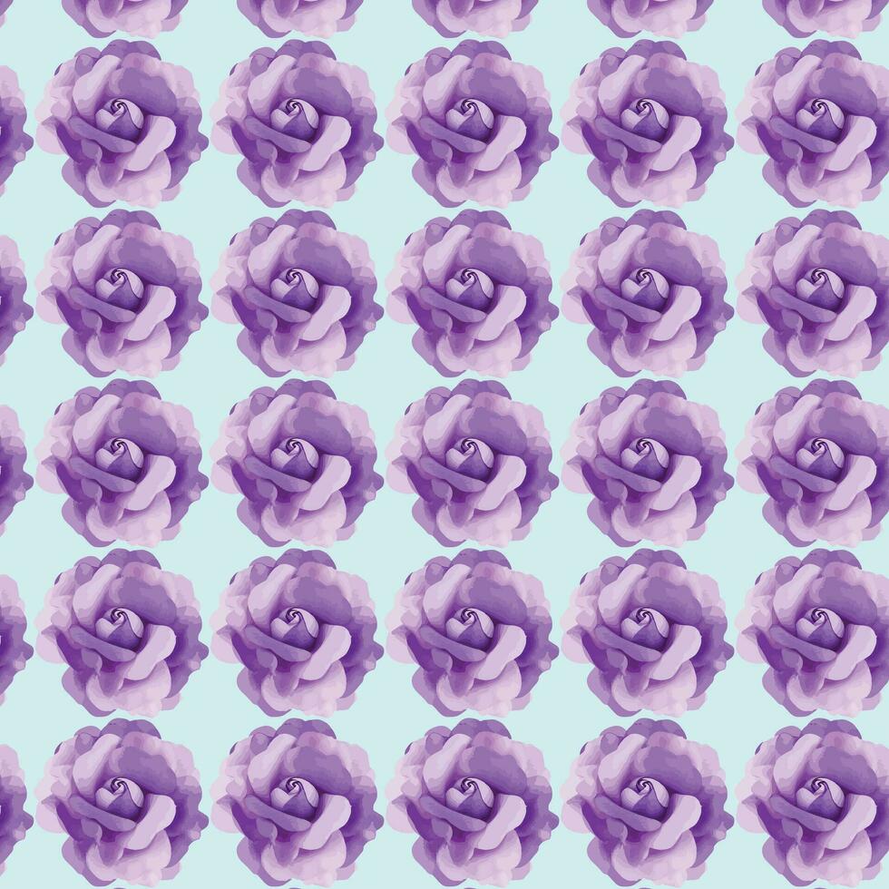 Vector white and blue seamless roses pattern in retro style with trailing vines and large flowers suitable for fabric or interior design