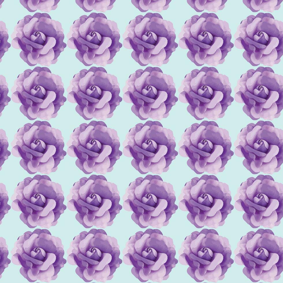 Vector white and blue seamless roses pattern in retro style with trailing vines and large flowers suitable for fabric or interior design