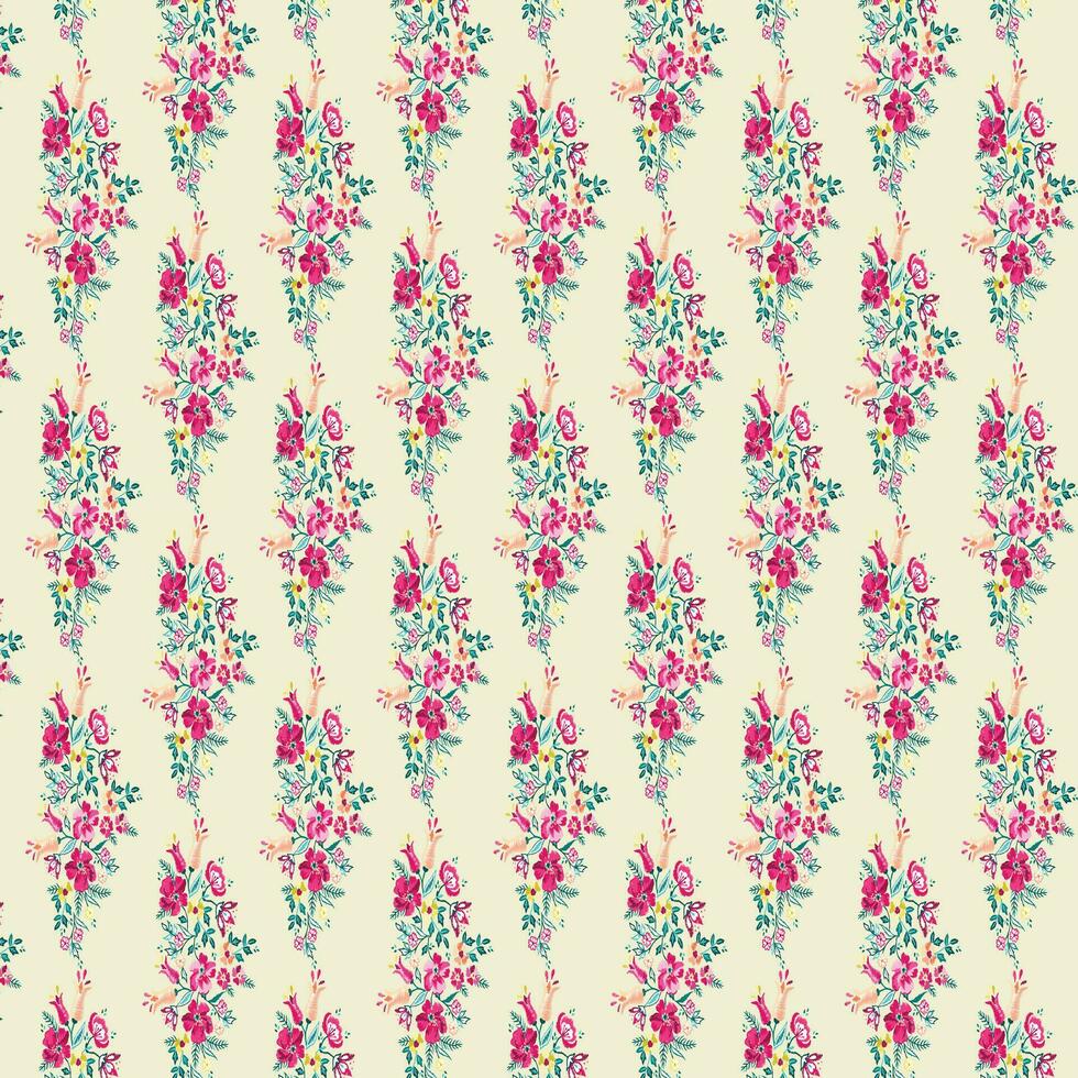 Vector white and blue seamless roses pattern in retro style with trailing vines and large flowers suitable for fabric or interior design