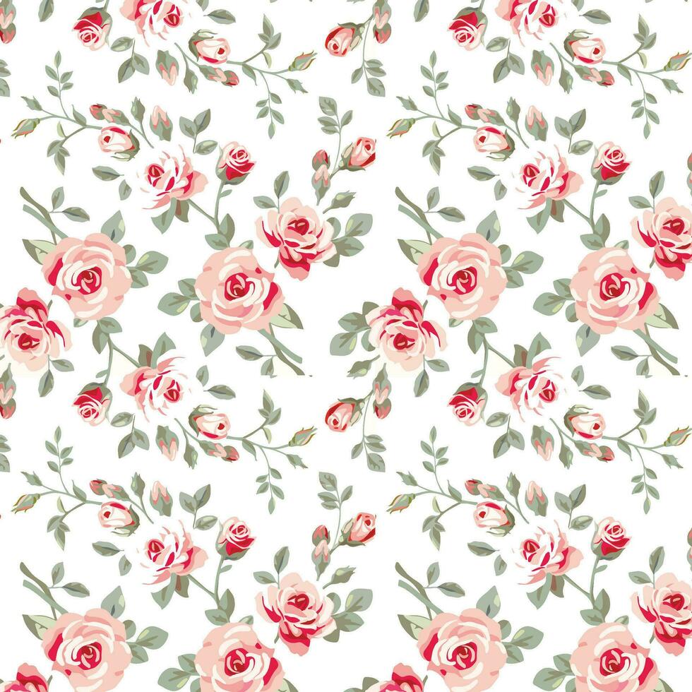 Vector illustration of a seamless floral pattern with cute birds in spring for Wedding, anniversary, birthday and party. Design for banner, poster, card, invitation and scrapbook