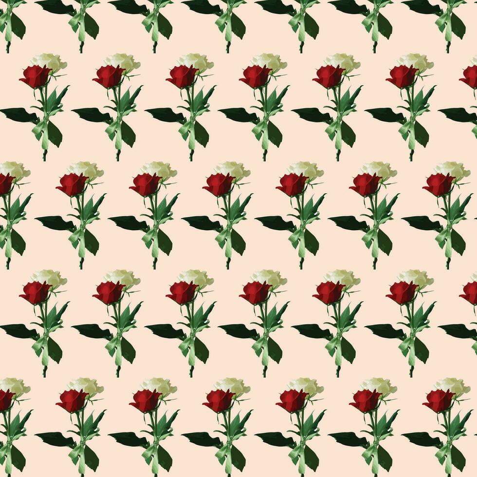 Vector white and blue seamless roses pattern in retro style with trailing vines and large flowers suitable for fabric or interior design