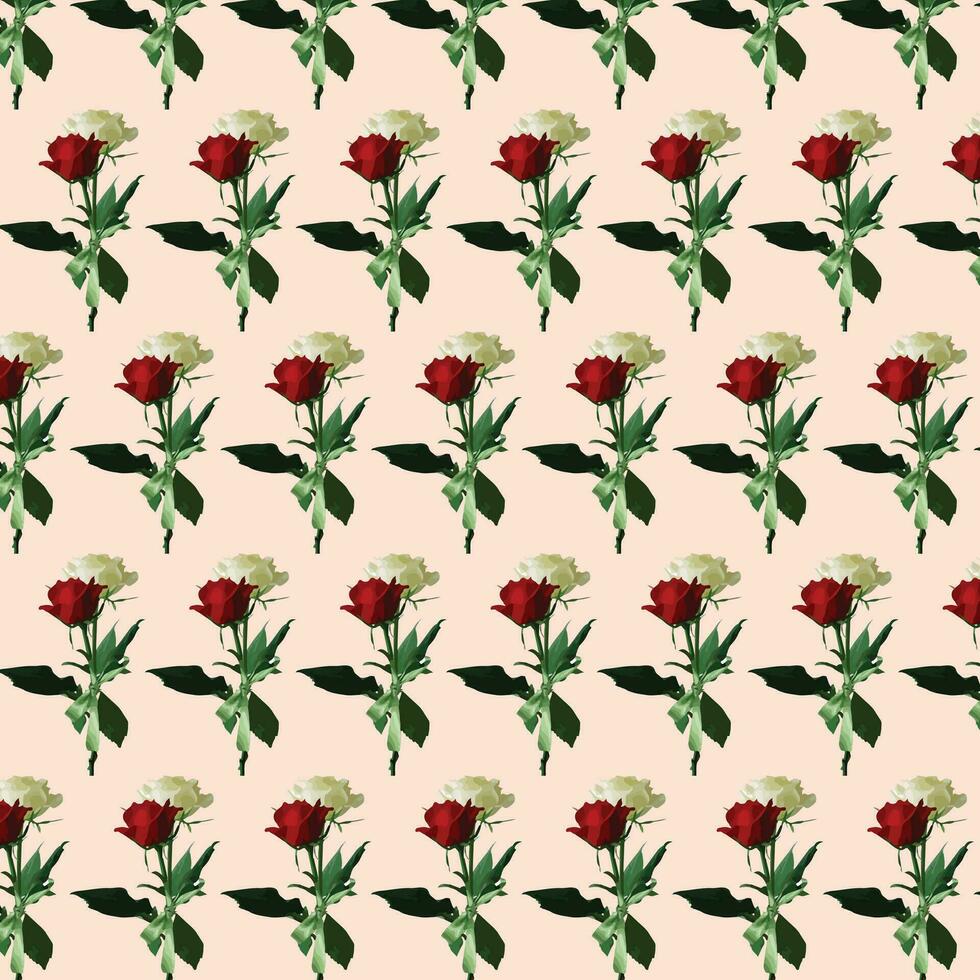 Vector white and blue seamless roses pattern in retro style with trailing vines and large flowers suitable for fabric or interior design