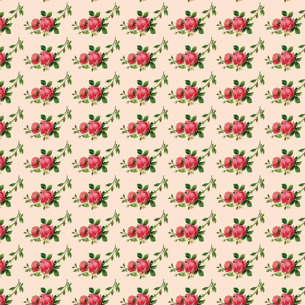 Vector white and blue seamless roses pattern in retro style with trailing vines and large flowers suitable for fabric or interior design