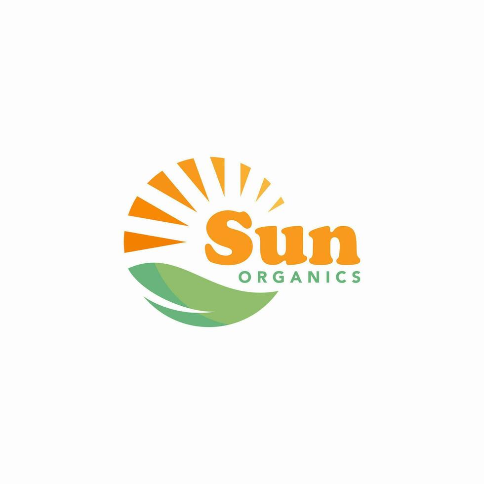 sun organic logo design vector