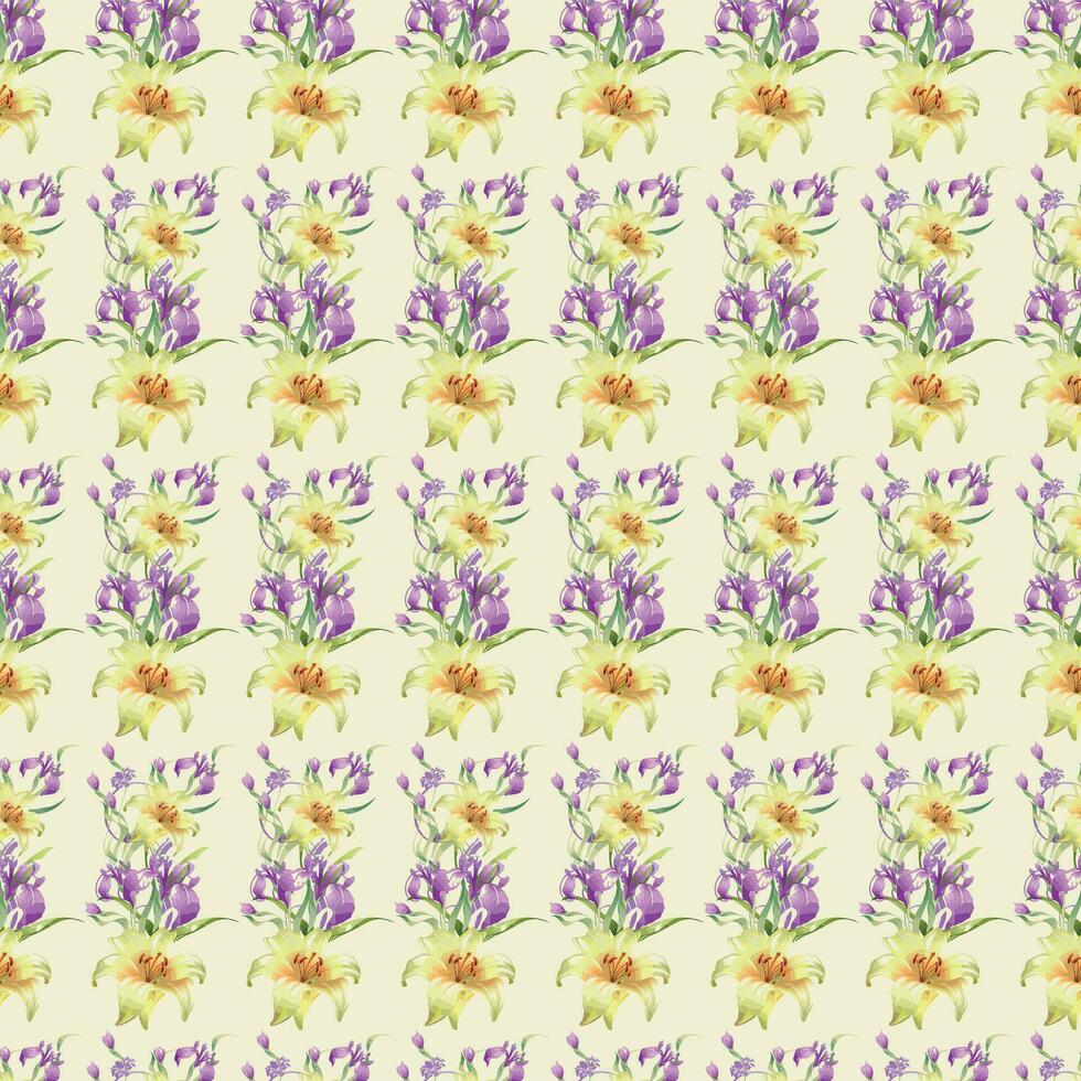 Vector white and blue seamless roses pattern in retro style with trailing vines and large flowers suitable for fabric or interior design