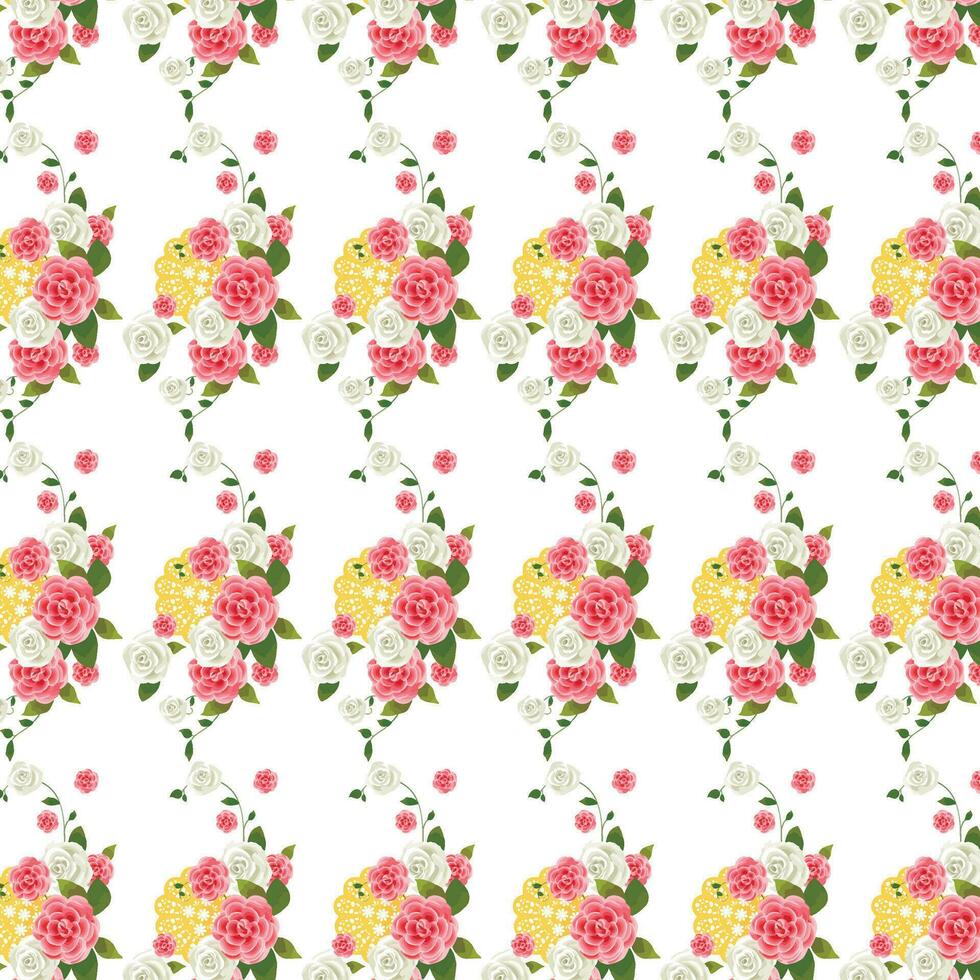 Vector illustration of a seamless floral pattern with cute birds in spring for Wedding, anniversary, birthday and party. Design for banner, poster, card, invitation and scrapbook