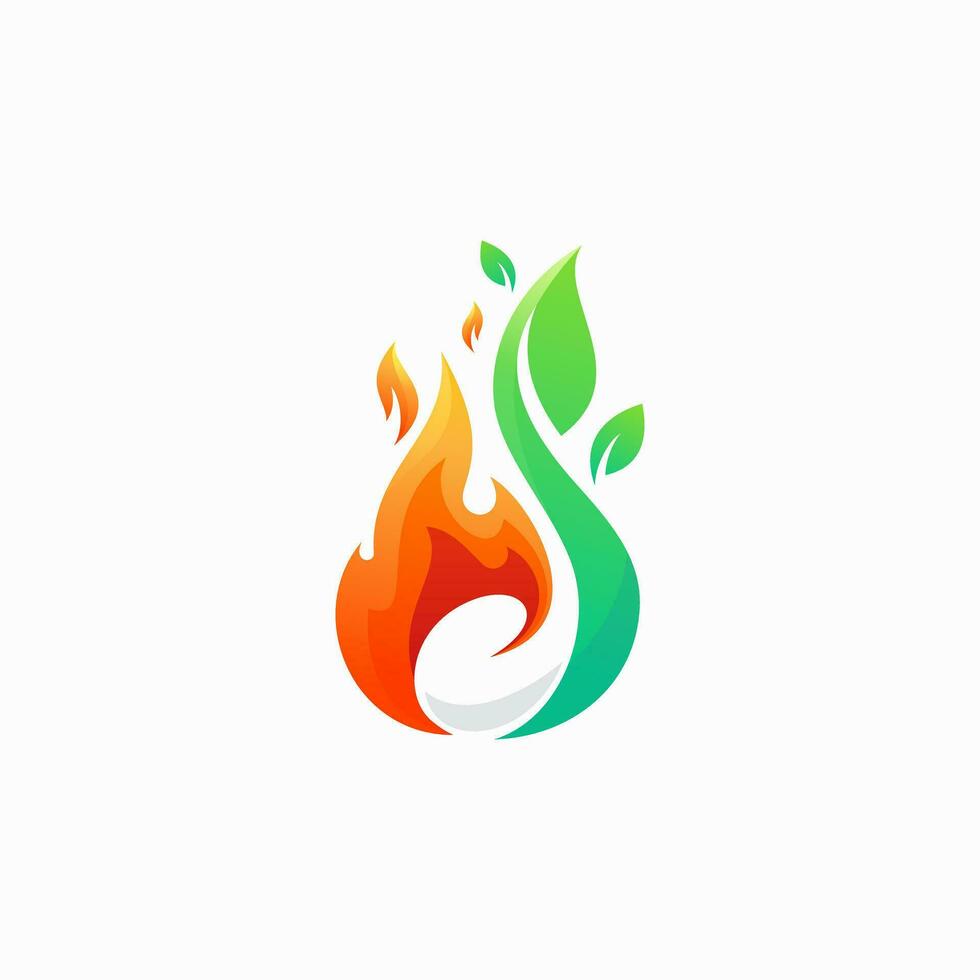 fire and leaf with seed negative space vector