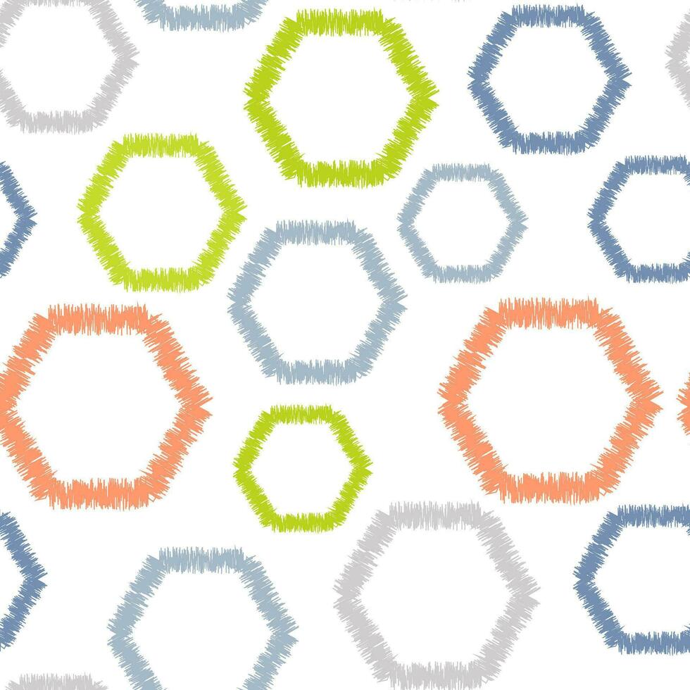 Vector modern seamless colorful geometry hex pattern, color abstract geometric background, pillow multicolored print, retro texture, hipster fashion design