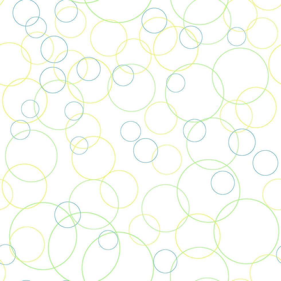 Seamless pattern with Colorful circles and dots of different sizes in a chaotic manner. Various diameter round shapes randomly placed on continuous background. Vector repeating texture