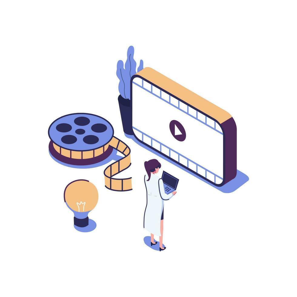 Motion graphic flat style isometric illustration vector design