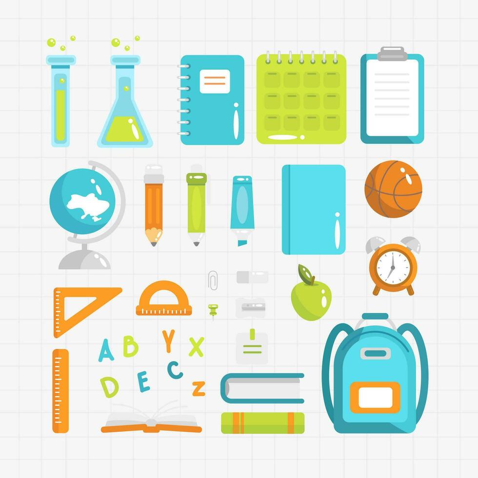 Back to school stationary elements set vector