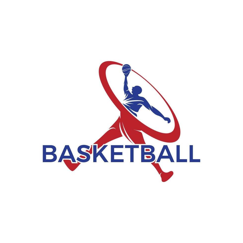 simple modern basketball player logo vector template