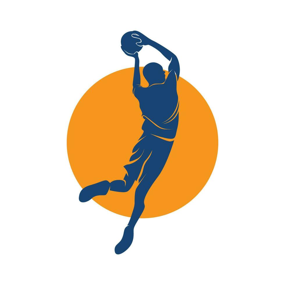 simple modern basketball player logo vector template