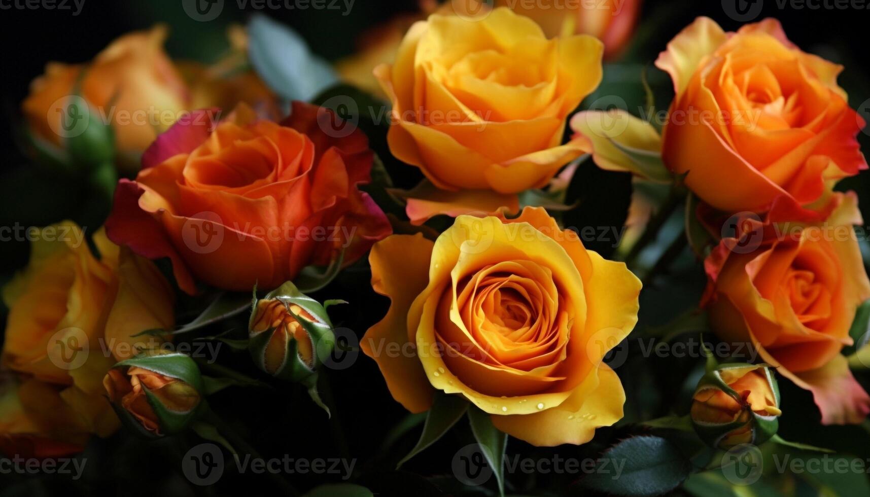 A vibrant bouquet of fresh flowers for love generated by AI photo