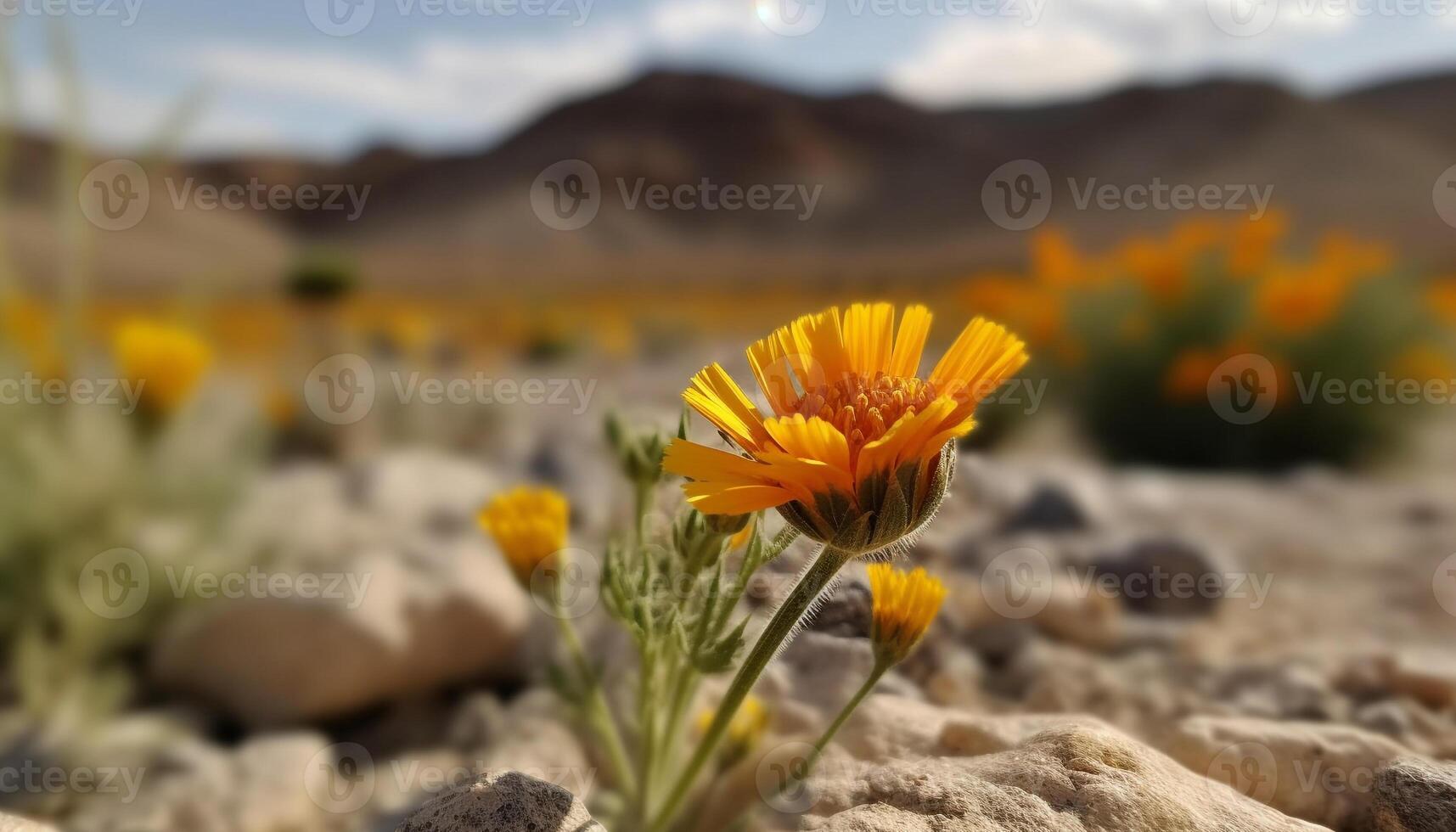 Wild daisy blossoms in sun kissed meadow generated by AI photo