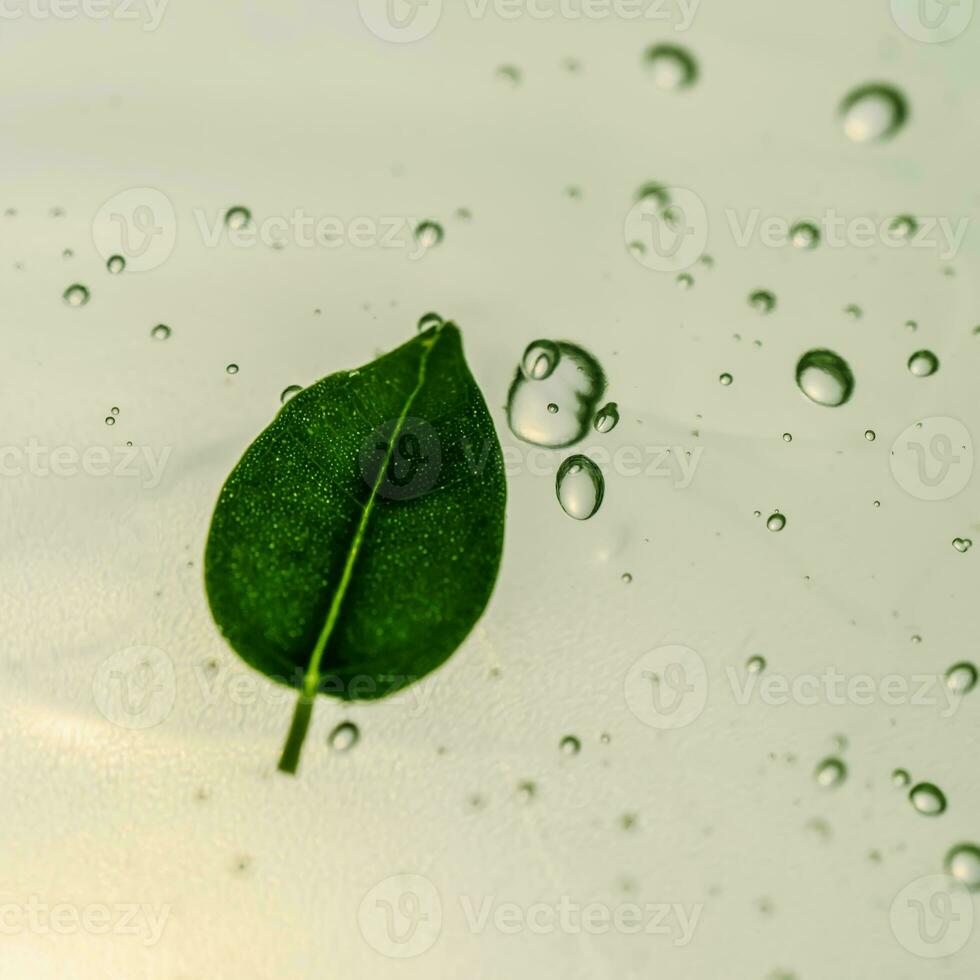 Green gel texture of a cosmetic care product. photo