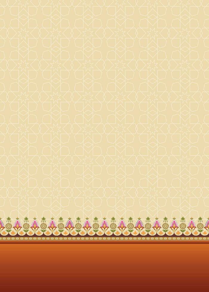 Islamic background with floral border and geometric pattern for book cover vector