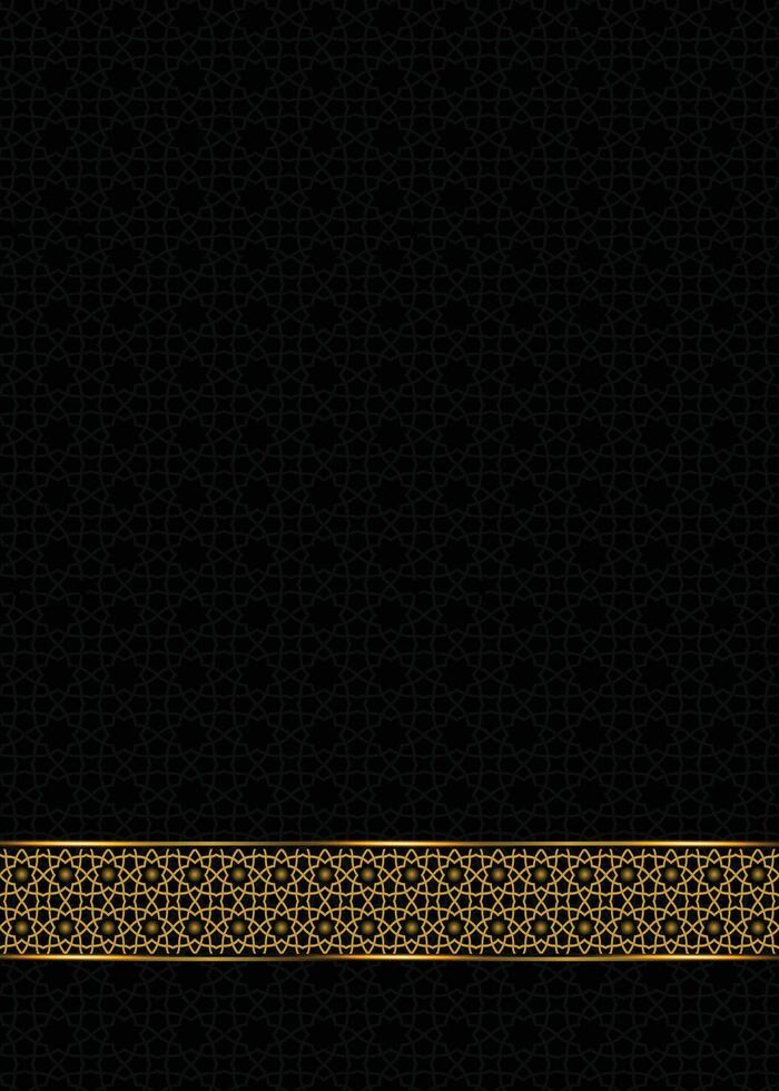 Golden black Islamic background with golden border geometric pattern vector