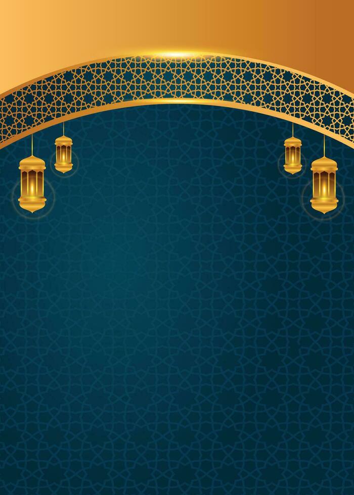 Islamic Golden background with geometric pattern Arabic background for book cover vector