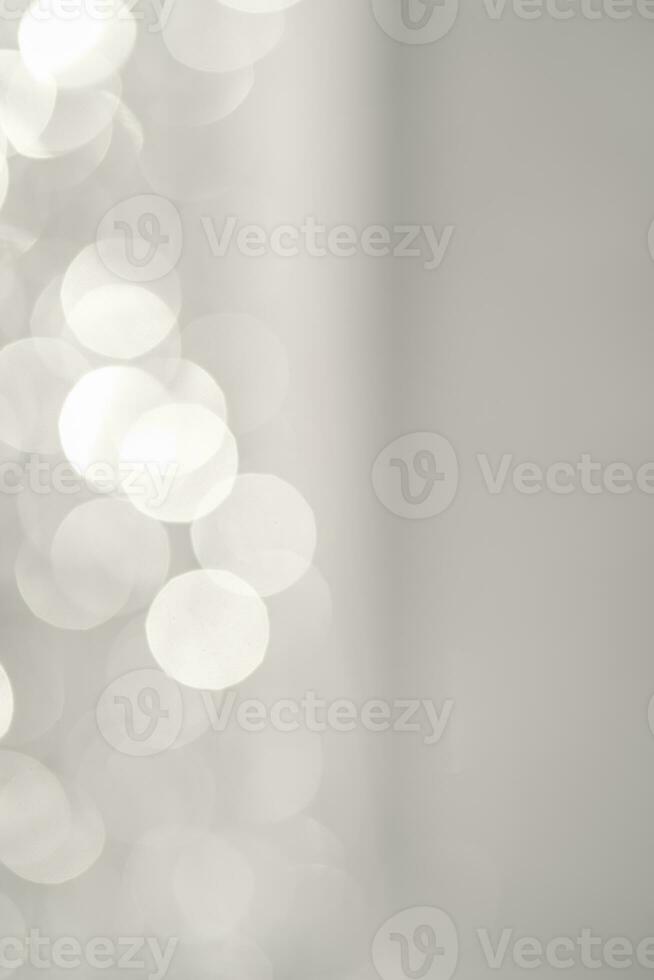 Abstract white and silver background with bokeh. photo