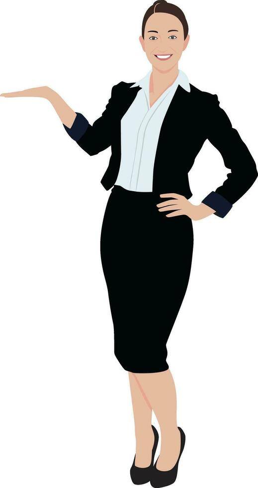 Businesswoman presenting something flat style vector image