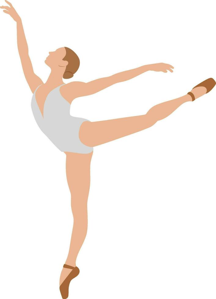 bailarina en uno pierna ejecutando danza plano estilo vector imagen