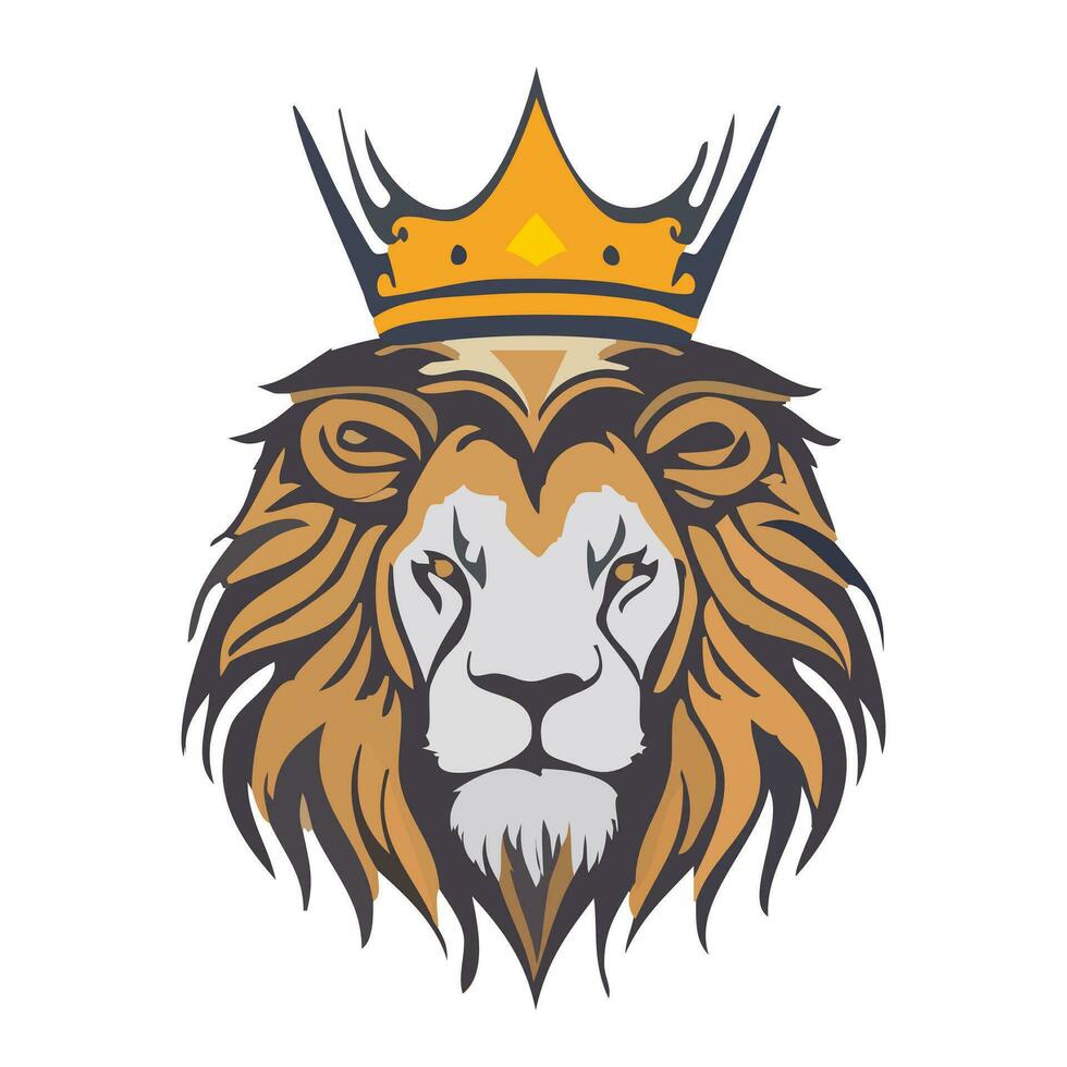 Portrait of lion wearing a crown vector illustration