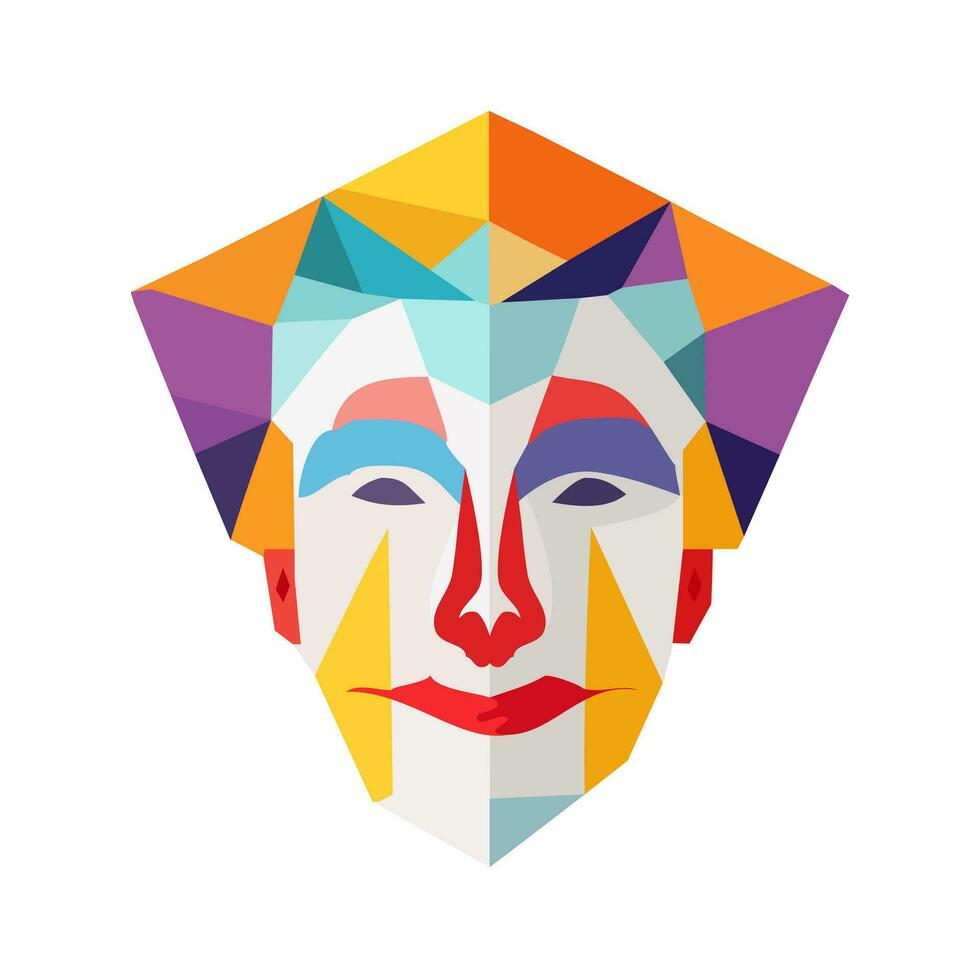 Colorful clown head with geometric shape vector illustration