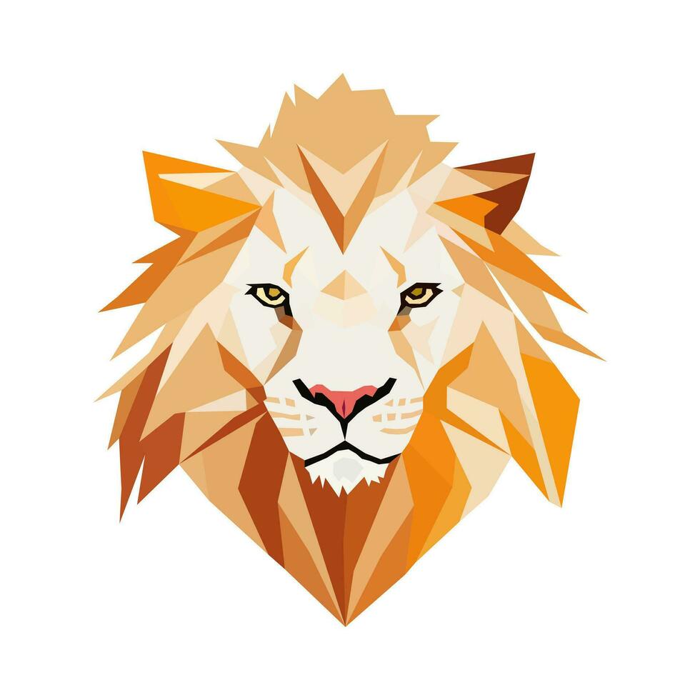 A lion head in geometric shape vector illustration. Polygonal lion illustration.