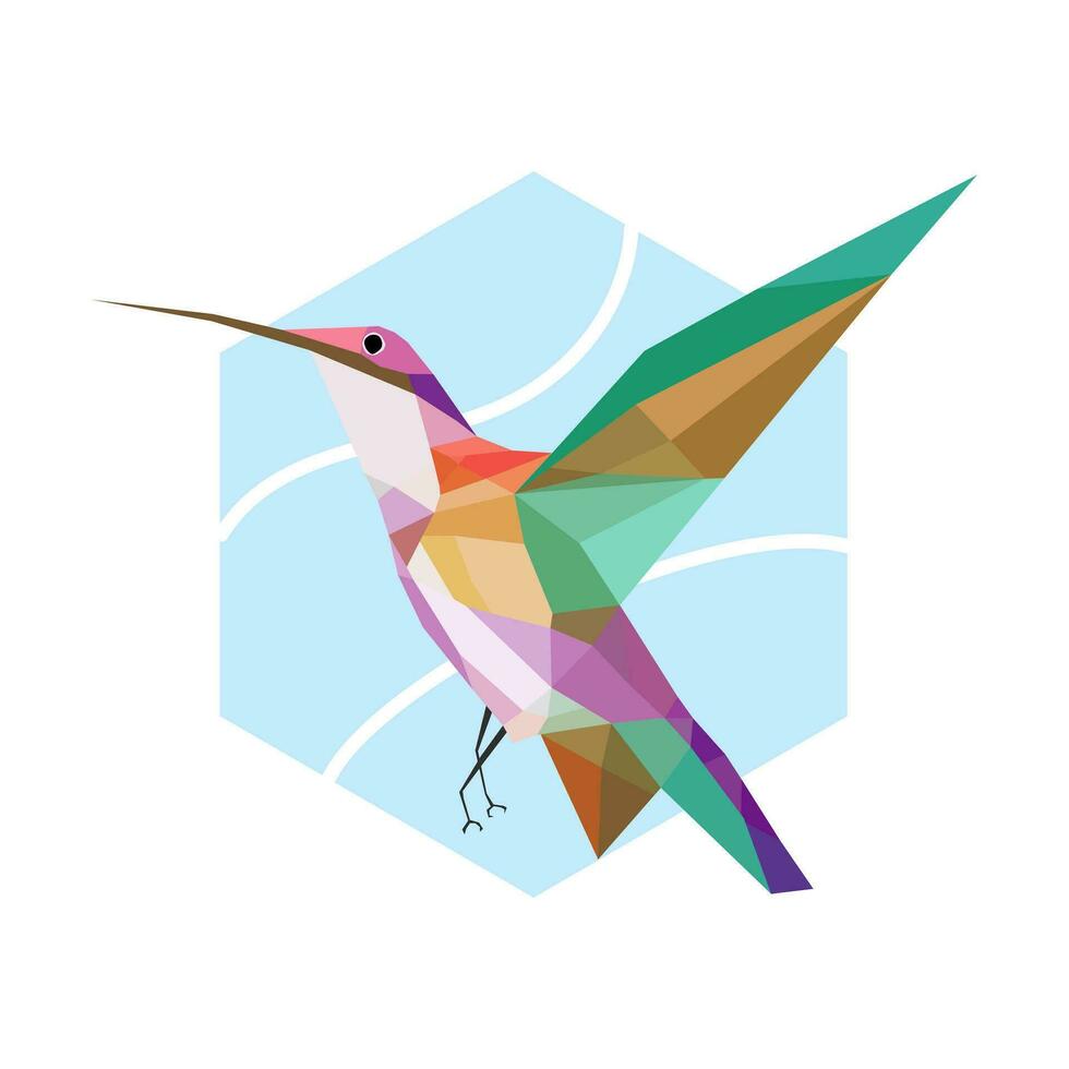A hummingbird in geometric shape vector illustration. Polygonal bird illustration.