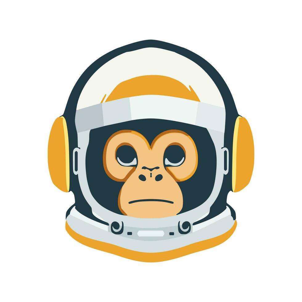 Monkey wearing astronaut helmet and music headset vector illustration