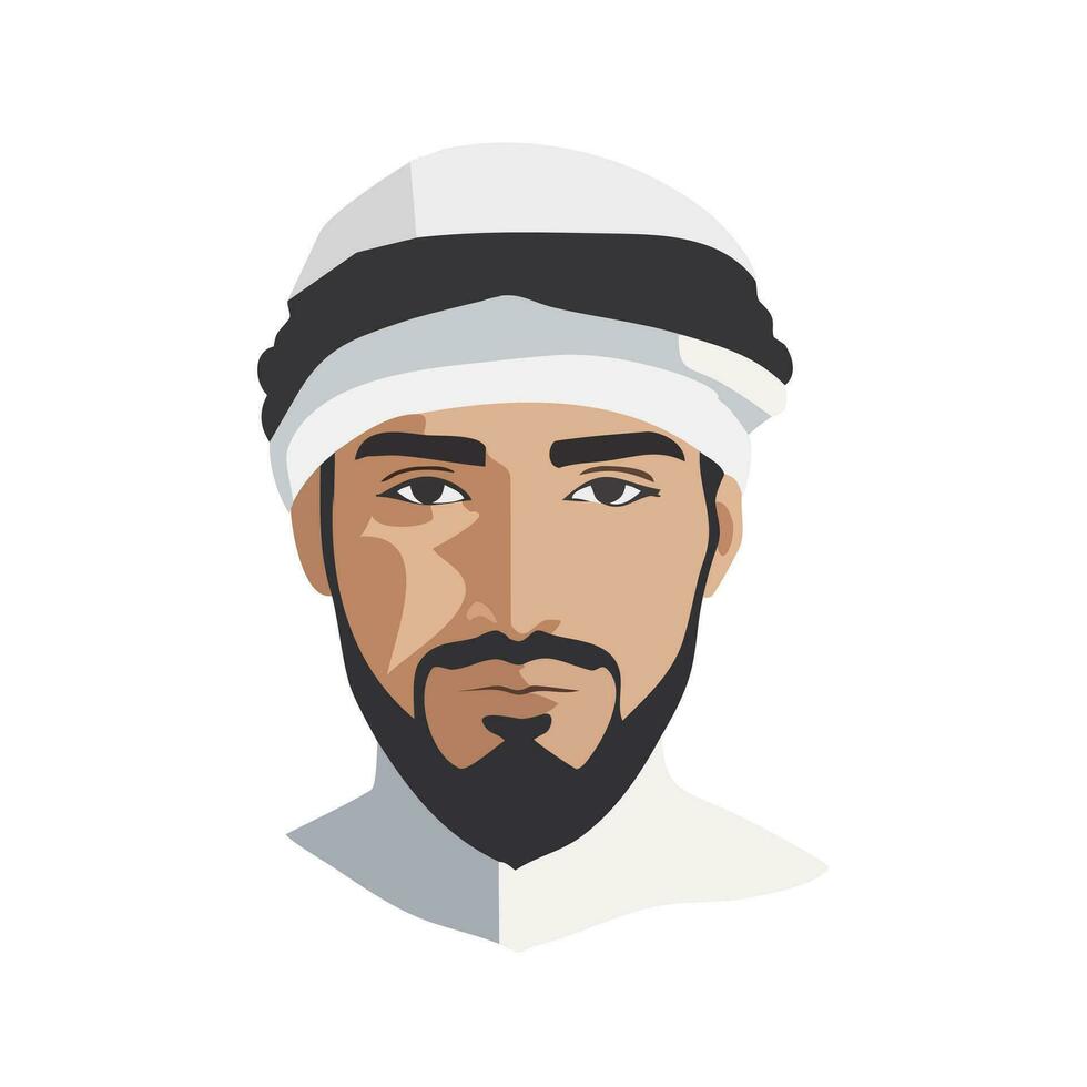 retrato de musulmán hombre. árabe joven hombre vistiendo turbante vector ilustración.