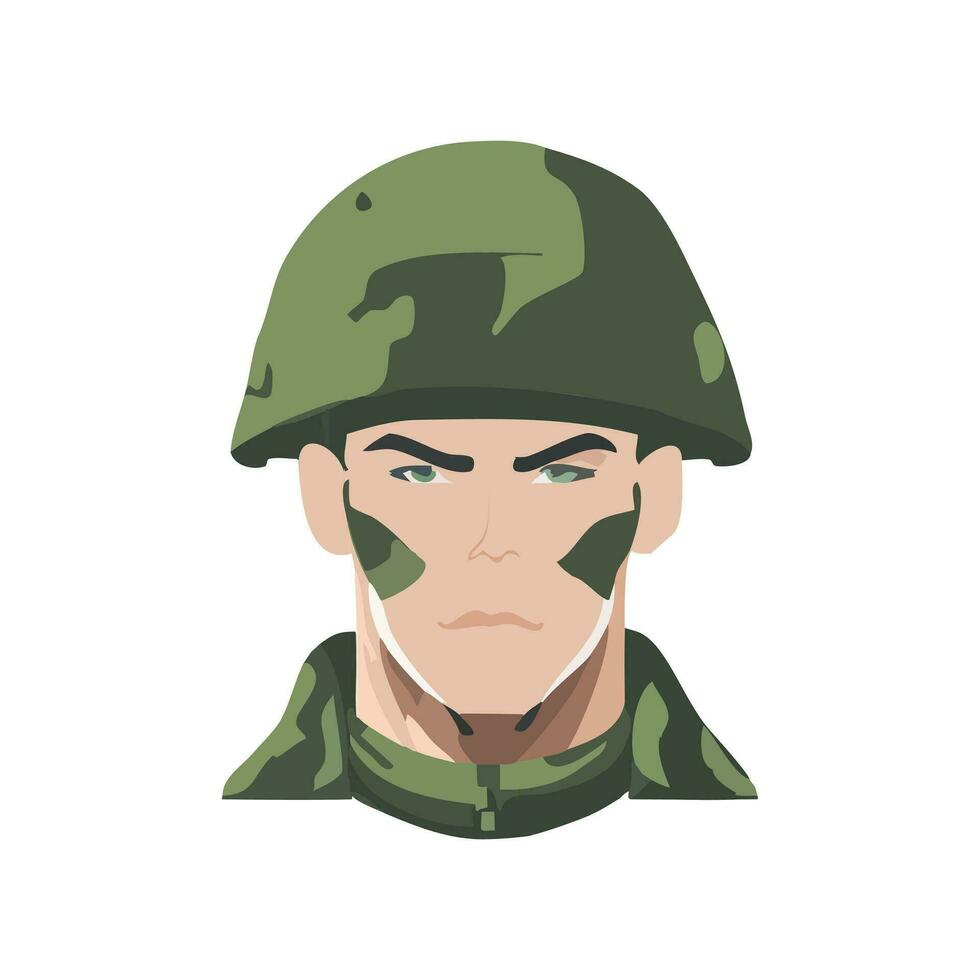 Portrait of military soldier vector illustration