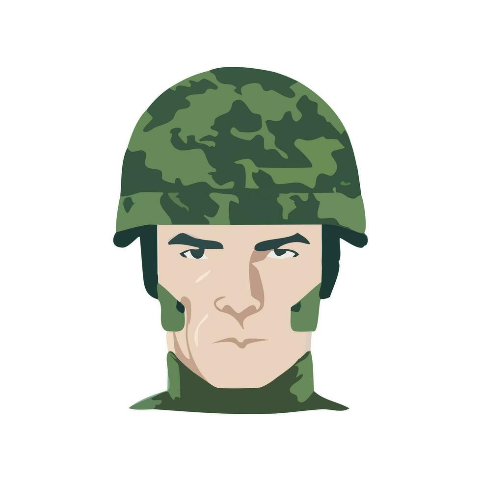 Portrait of military soldier vector illustration