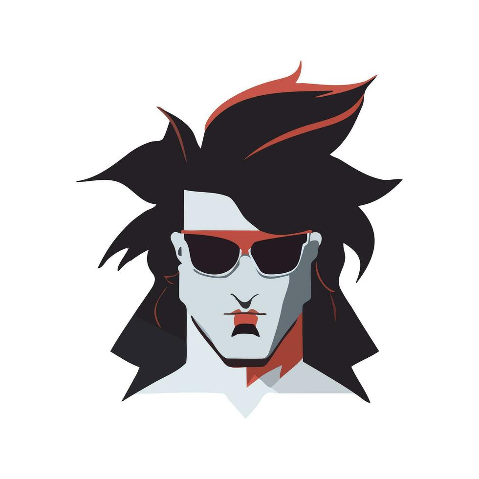 Portrait of Heavy metal vocalist. Rocker vector illustration. Hard rock singer.