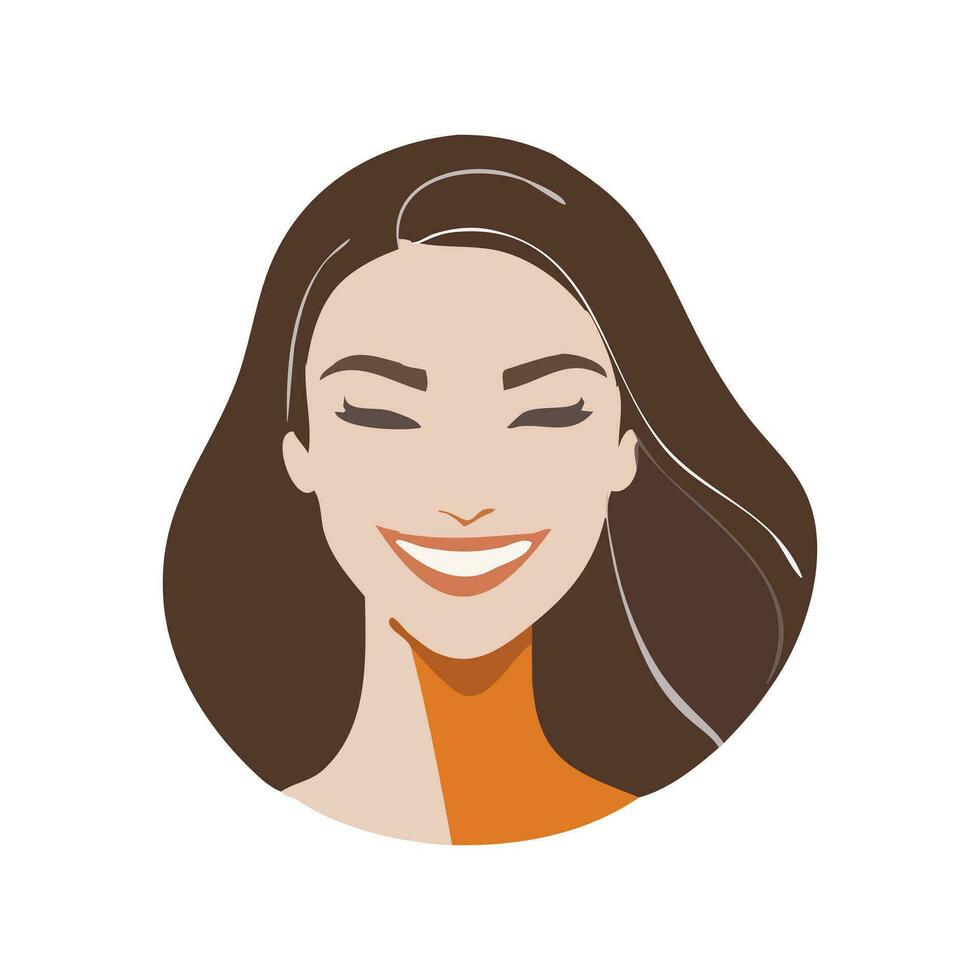 Portrait of smiling young woman vector illustration