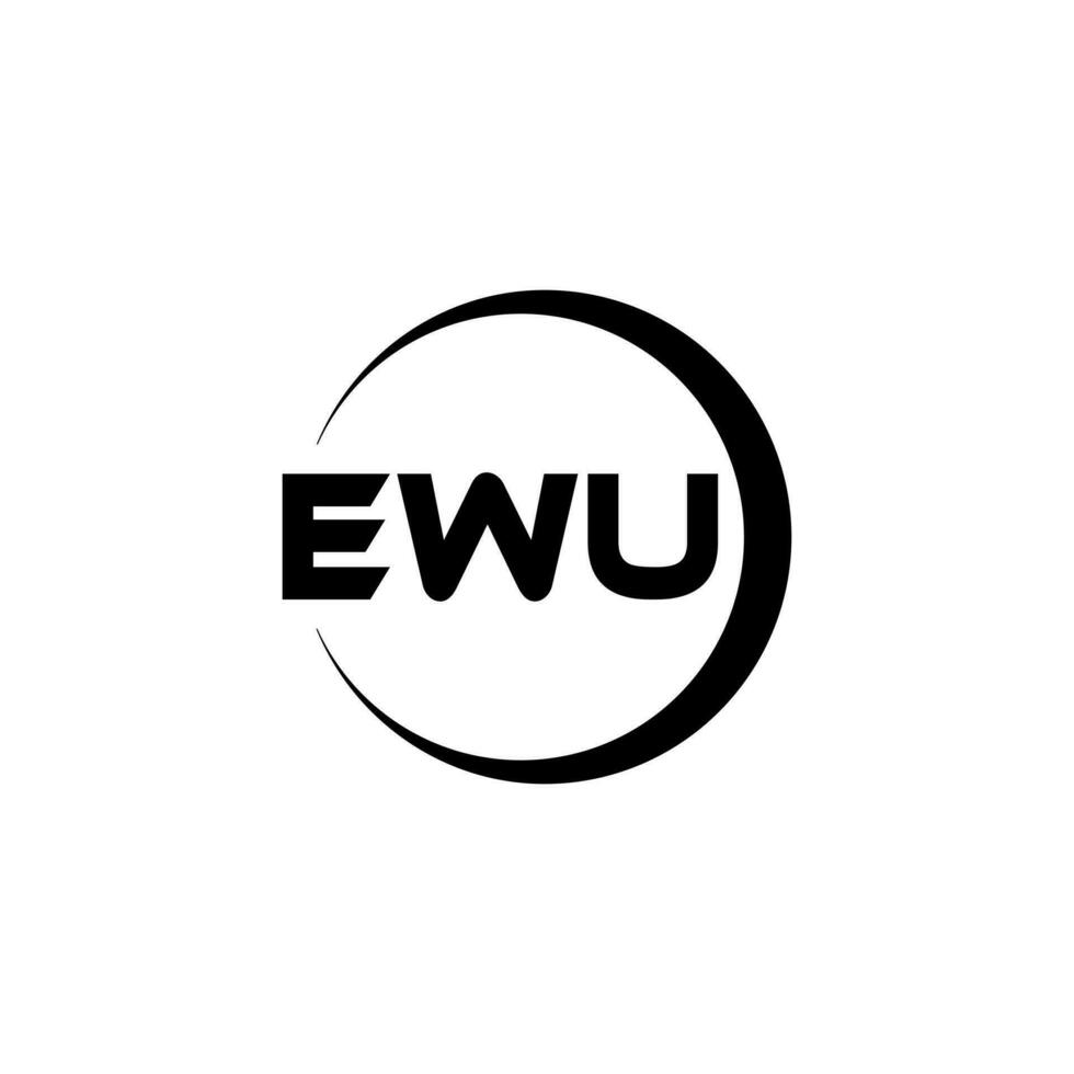 EWU letter logo design in illustration. Vector logo, calligraphy designs for logo, Poster