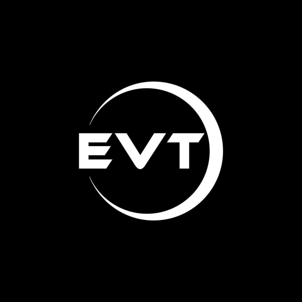 EVT letter logo design in illustration. Vector logo, calligraphy designs for logo, Poster, Invitation, etc.