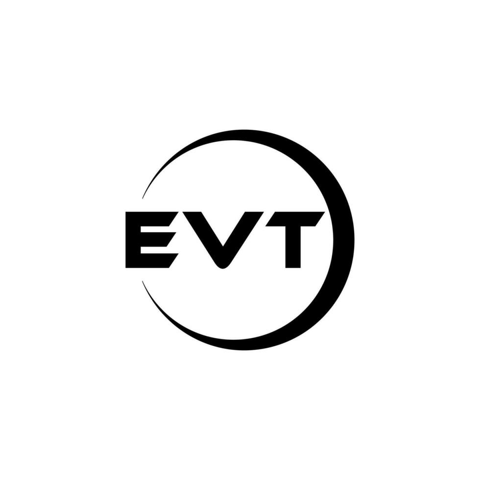 EVT letter logo design in illustration. Vector logo, calligraphy designs for logo, Poster, Invitation, etc.
