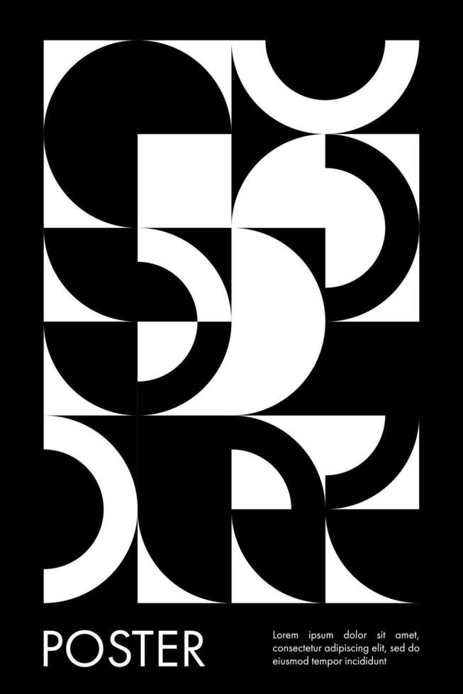 Bauhaus Monochrome Poster With Geometric Pattern. Vector Illustration