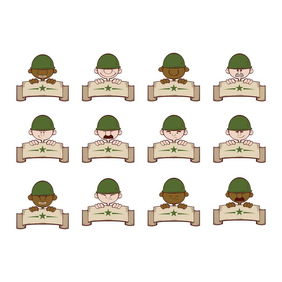 Banners Soldires Character Design Collection vector