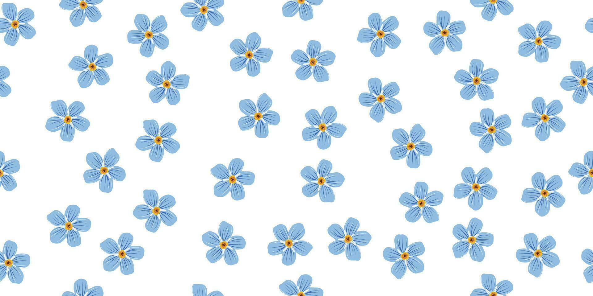 SEAMLESS PATTERN OF LITTLE BLUE FLOWERS ON A WHITE BACKGROUND IDEAL FOR CLOTHING PRINTS AND CUSTOM WALLPAPER vector