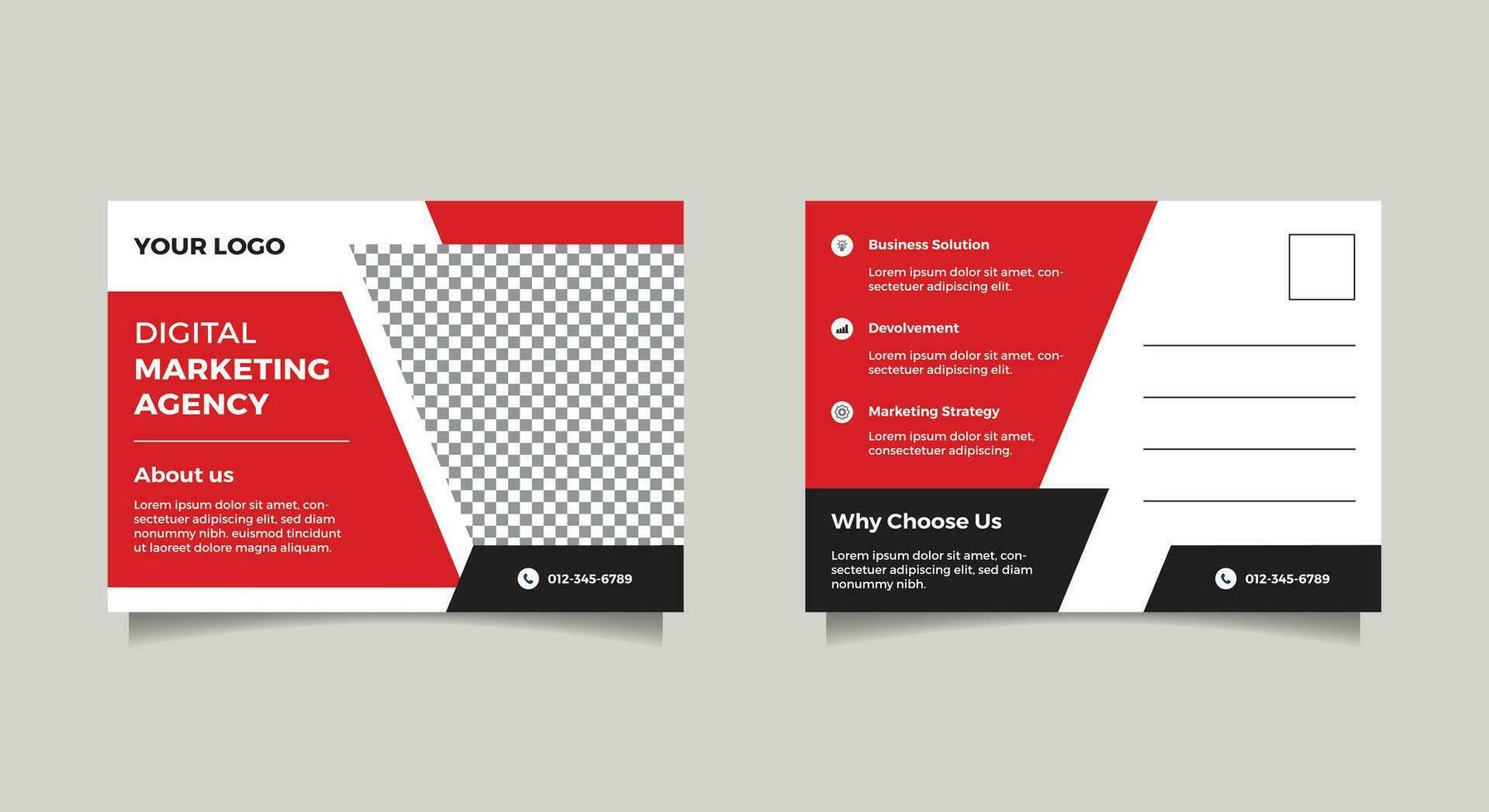 Professional corporate postcard design template vector