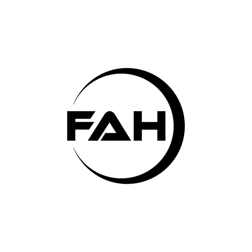 FAH letter logo design in illustration. Vector logo, calligraphy designs for logo, Poster, Invitation, etc.