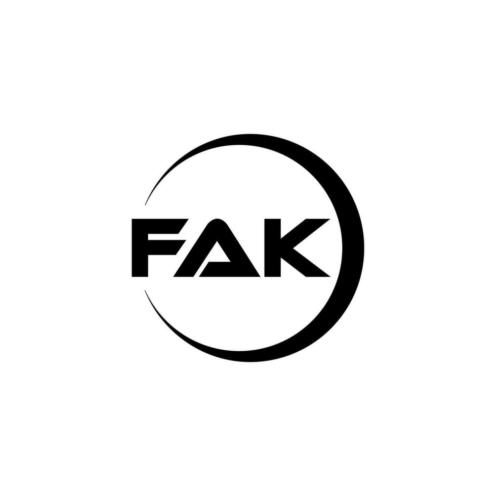 FAK letter logo design in illustration. Vector logo, calligraphy designs for logo, Poster, Invitation, etc.