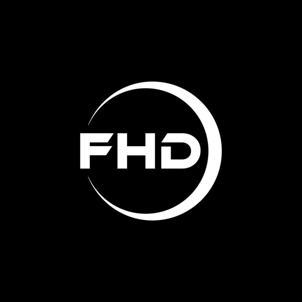 FHD letter logo design in illustration. Vector logo, calligraphy designs for logo, Poster, Invitation, etc.