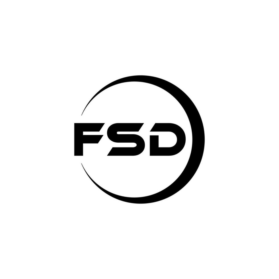 FSD letter logo design in illustration. Vector logo, calligraphy designs for logo, Poster, Invitation, etc.